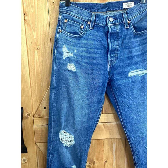 Levi’s 501 Anniversary High Rise Button Fly Jeans Women’s W28 L31 Distressed - Picture 3 of 16
